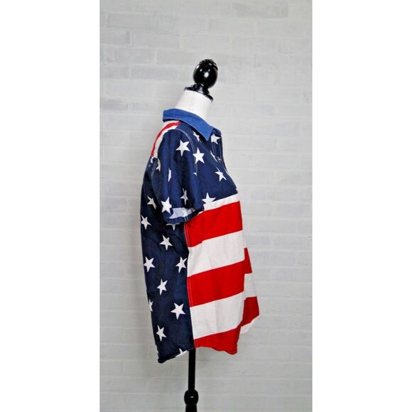 Roper Shirt Men's M Star Stripes Short‎ Sleeve Button Up American Flag - Picture 4 of 5